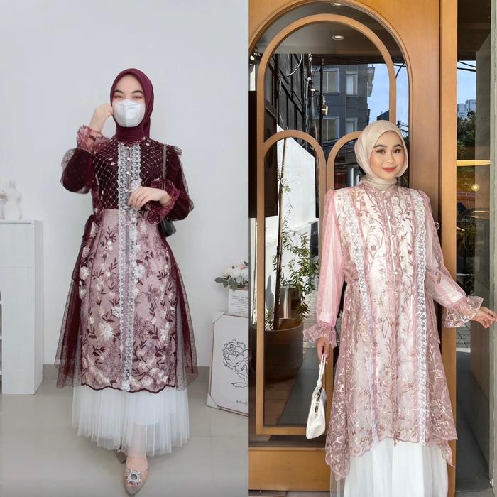 Fatunhijabs - Kamari Outer Brukat - Hanya Outer Saja Best Quality