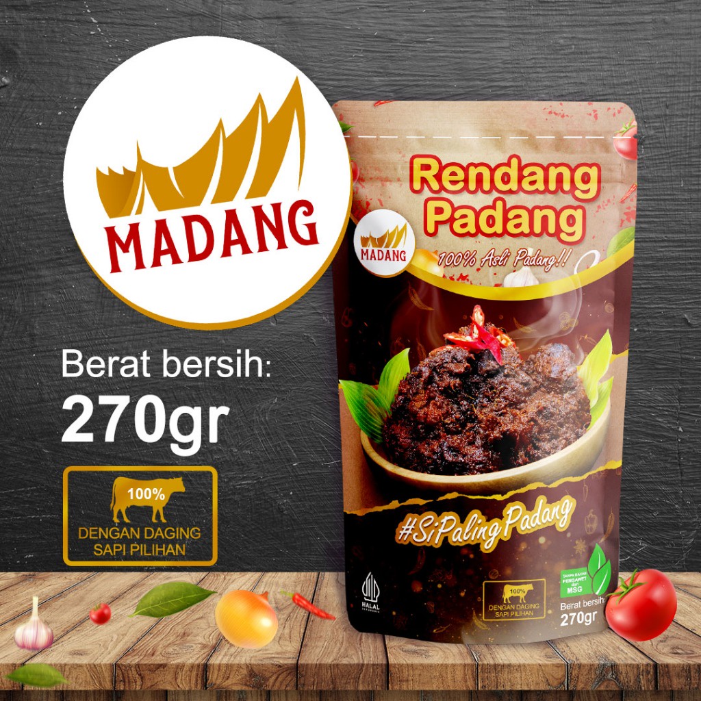 

Rendang Daging Sapi Khas Padang PREMIUM / Rendang Padang Bumbu Hitam PREMIUM 270gr Madang
