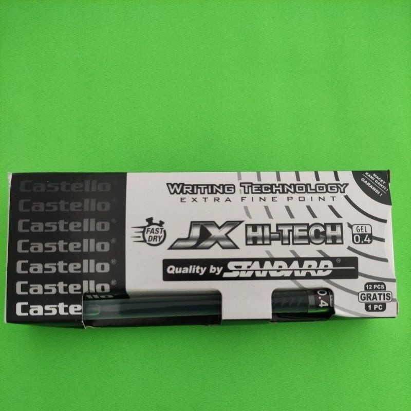 

IK! Gell Pen Castello JX Hitech 0.4 Kemasan Per Lusin (isi 12+1)