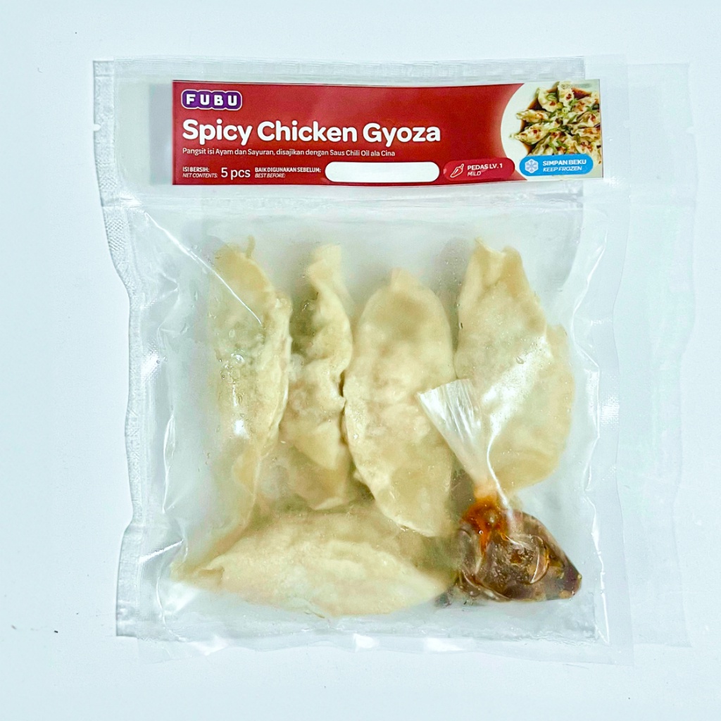 

FUBU Spicy Chicken Gyoza - Pangsit Ayam Pedas - Satu Porsi Lauk Instan Frozen Food
