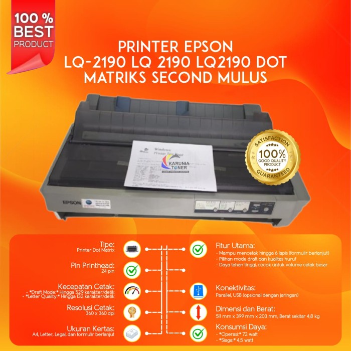 PRINTER EPSON LQ2190 LQ-2190 DOTMATRIX SECOND BEKAS GARANSI RESMI