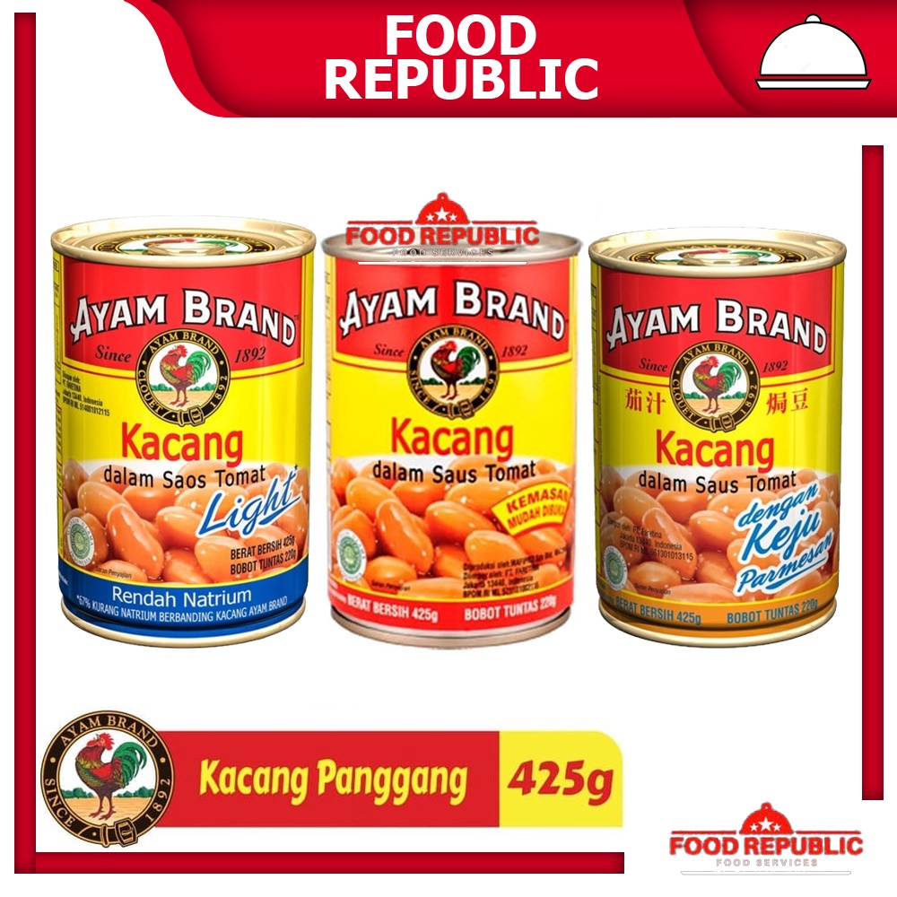 

AYAM BRAND BAKED BEANS 425 GR KACANG SAOS TOMAT LIGHT CHEESE TOMATO