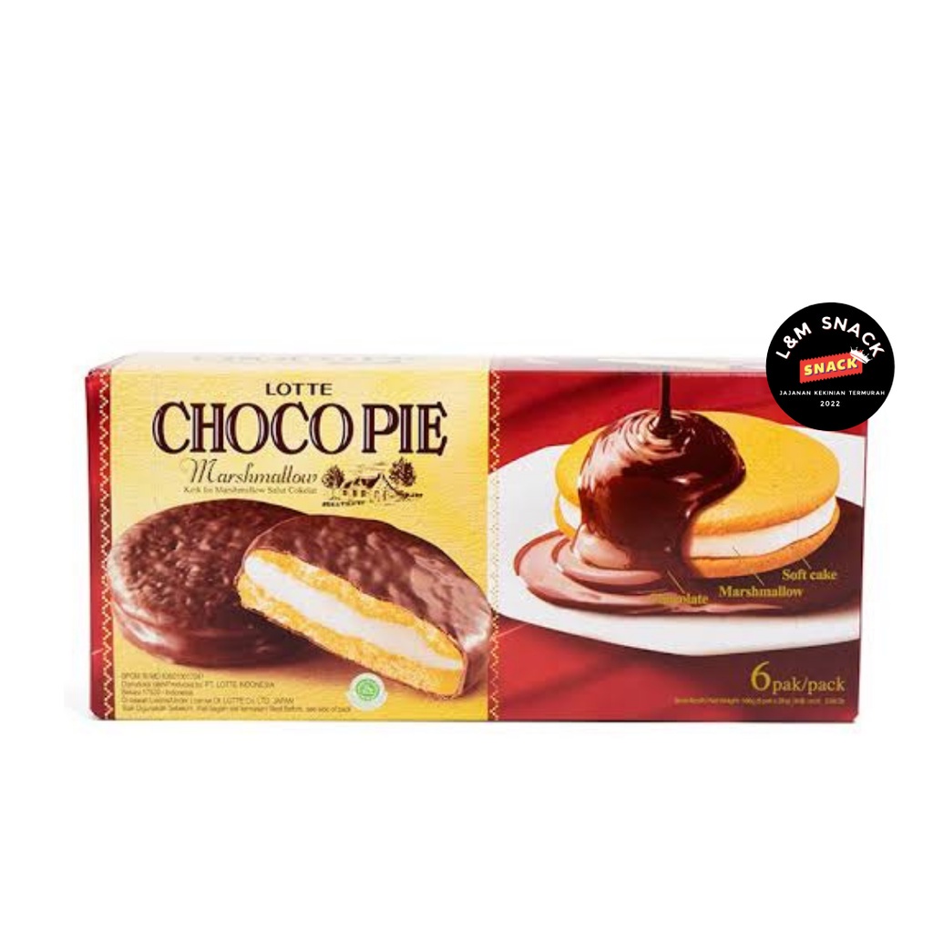 

HJ Lotte Choco Pie Coklat Marshmallow Box 1 Pack Isi 12 pcsx28gr