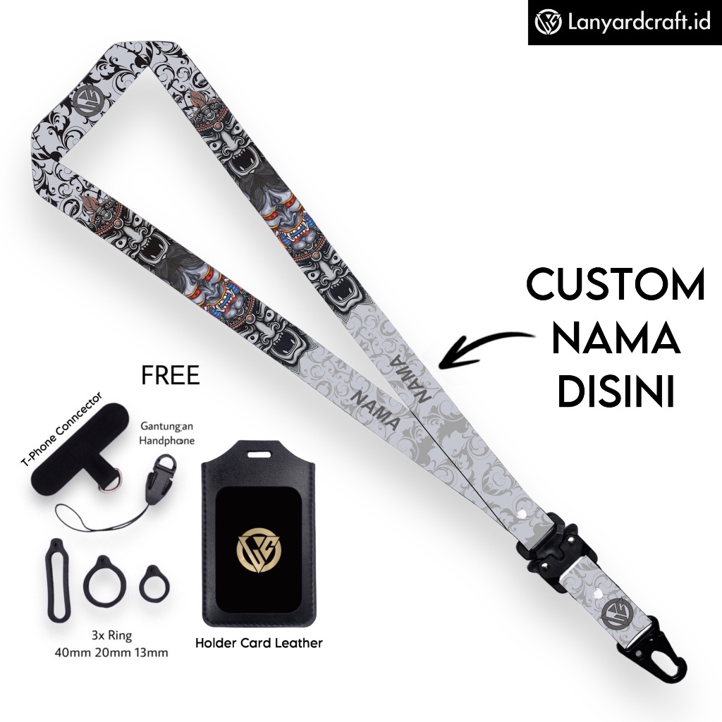 

[JKT-CH] Lanyard Craft Custom Nama ONI Mask X Batik Series Request Nama Satuan Gantungan Card Holder
