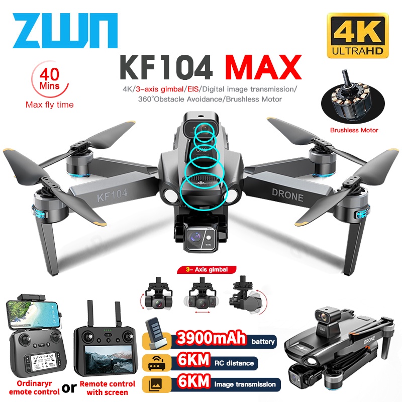 TKS KF104 / KF104MAX2 Professional Drone With 4K Camera 3-Axis Gimbal WIFI 360 Obstacle Avoidance To