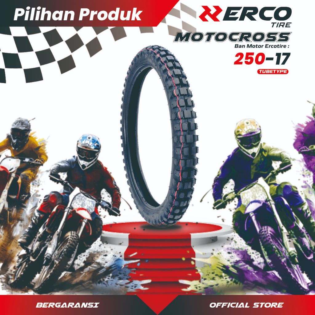 {{ Erco Tire Ban Luar Motor Nontubeless Ring 17 Trail Cross 250-17 Tube Type Ready }}