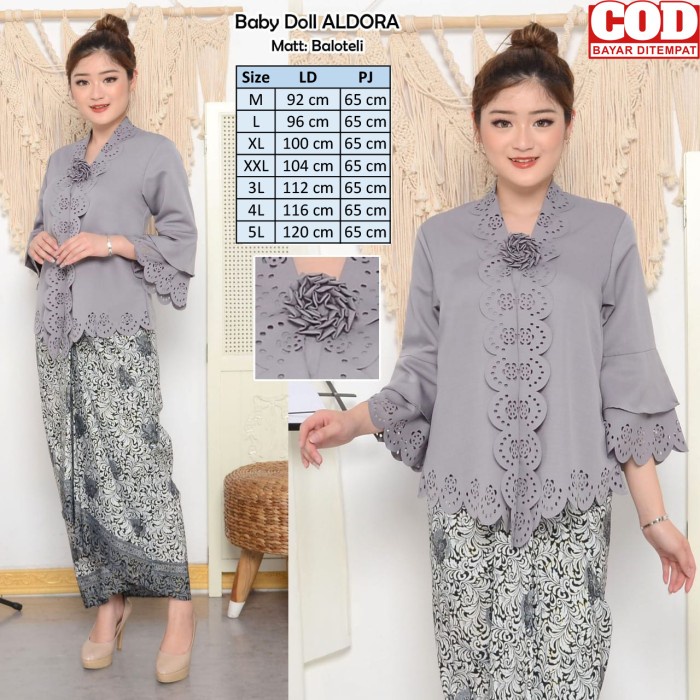 Atasan Kebaya Encim Modern Warna Abu JumboKebaya Wisuda Elegan Mewah