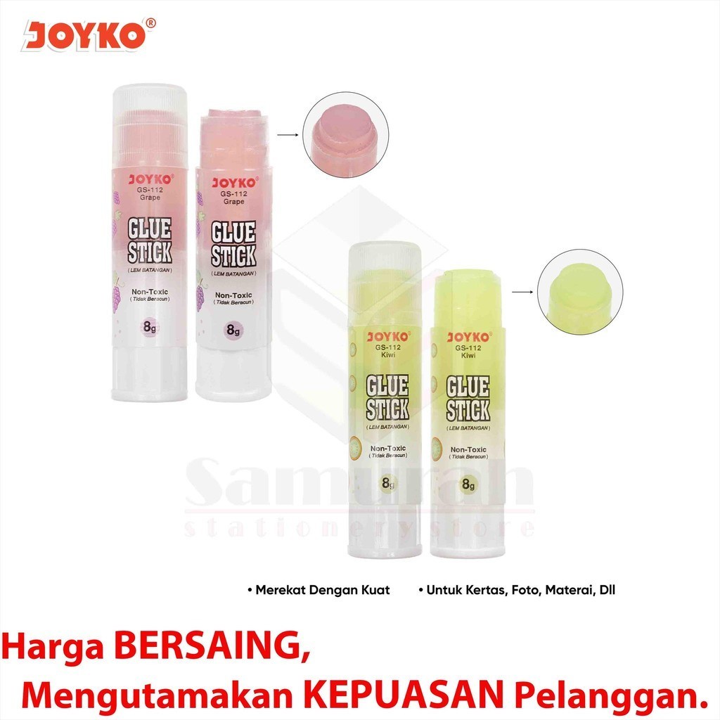 

Lem Stik Batang Warna 8 Gr Joyko Glue Stick GS 112 / Lem Putar GS-112 BOX isi 24 pcs - 8 Gram