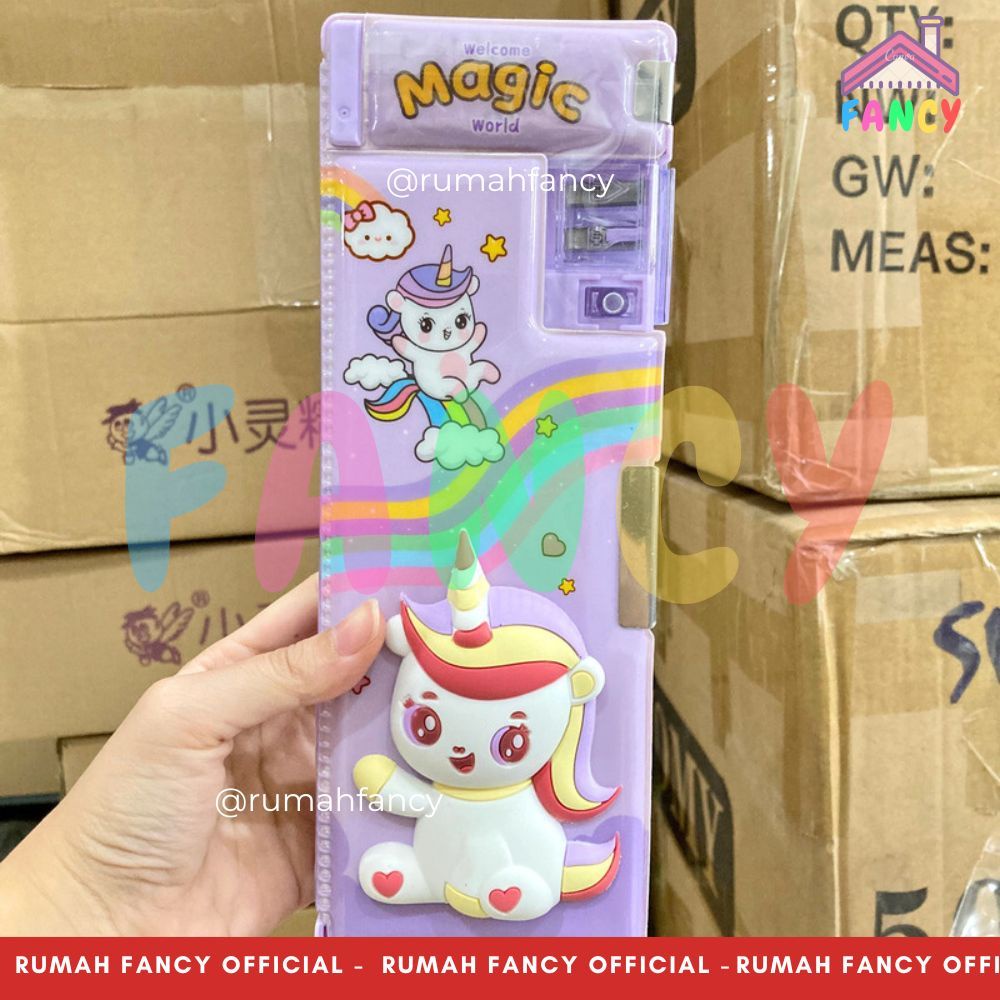 

[FREE DUS + BUBBLE] Kotak Pensil Magnet PREMIUM / Tempat Pensil Xiao Ling Jing Boneka Squishy Timbul