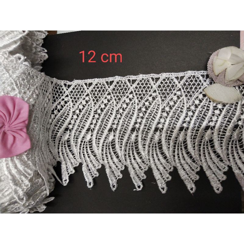 ACCMT- Renda bordir gyper kembang lancip renda lebar renda giper putih renda hitam renda oki renda