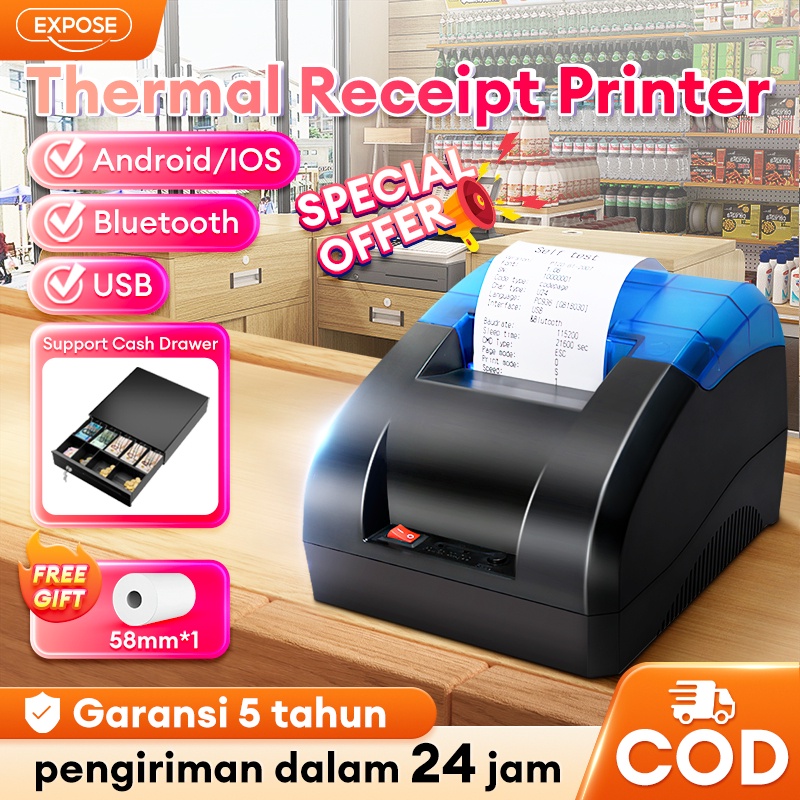Printer Bluetooth 58mm Thermal Printer Portable Mini Baterai Tanda Terima Printer