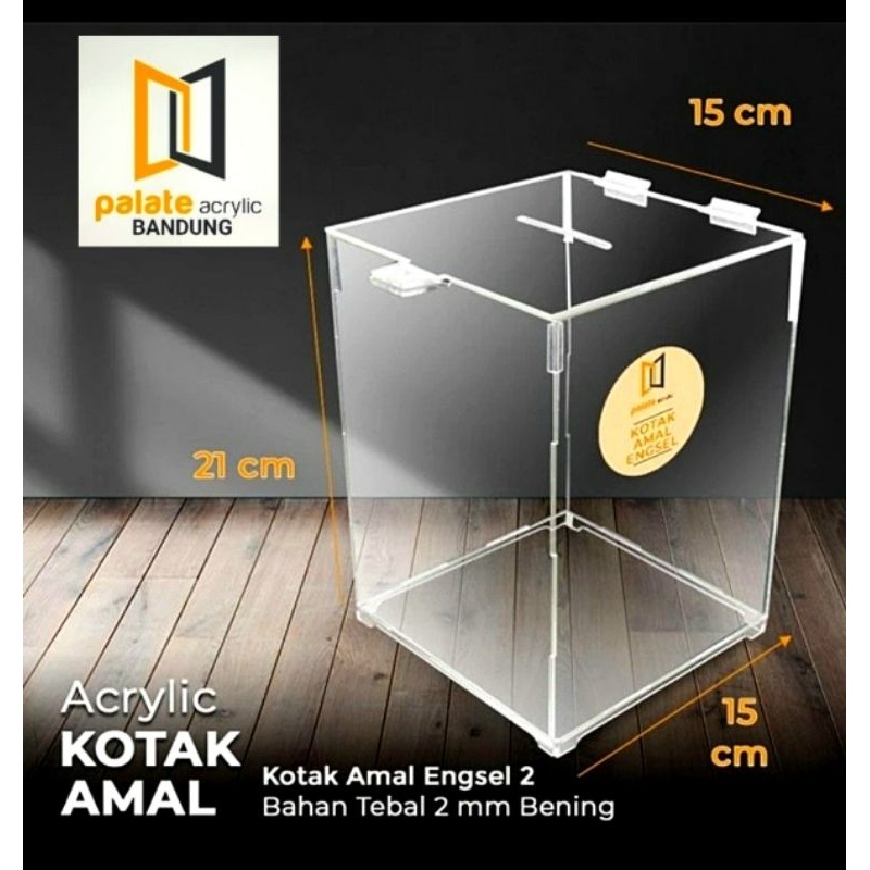 

AKRILIK KOTAK AMAL 15X15X21CM/ ACRYLIC KOTAK SARAN/ ACRYLIC BOX