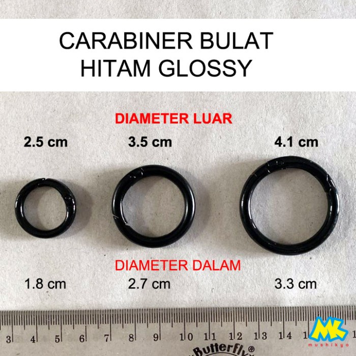 Carabiner Bulat Warna Hitam