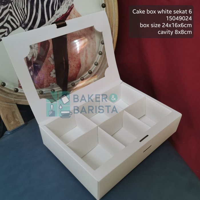 (Good) cakebox white sekat 6 / 9 box mini cake dessert premium mika kotak kue