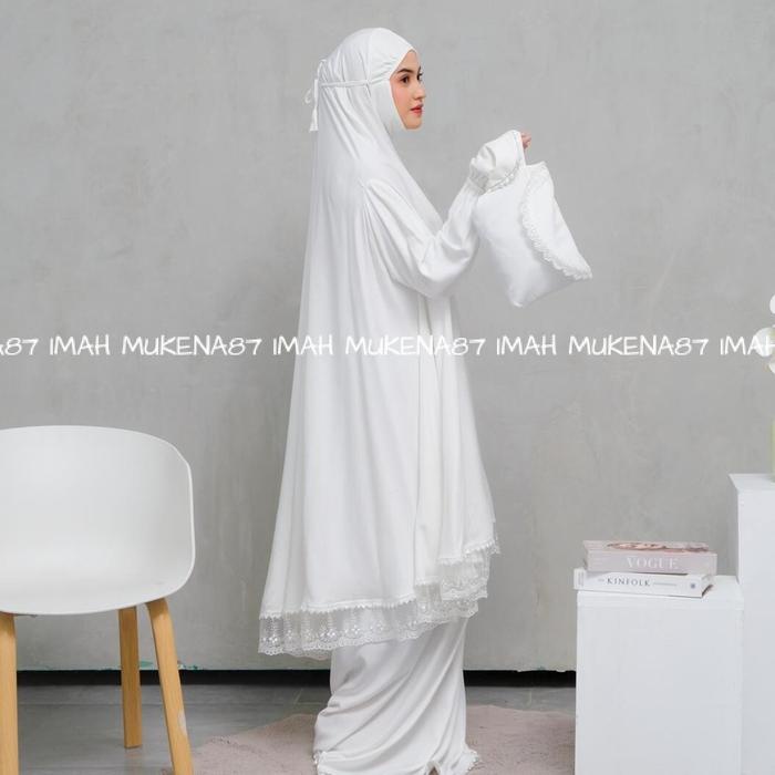 Mukena Stelan Berlengan RAYON TWILL Renda Tulleu Mukenah Umroh Haji Mewah Premium Jumbo