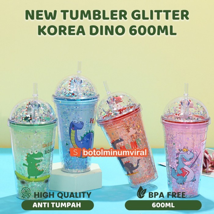 JTTOP BOTOL MINUM GLITTER TUMBLR UNICORN DINO SEDOTAN VIRAL HADIAH AESTHETIC