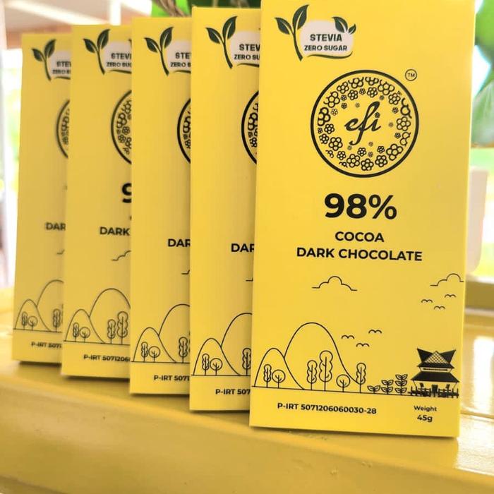 

Efi Dark Chocolate 72%, 90% & 98% Cocoa 45gr - Coklat Murni 100% Kakao Butter - Cokelat Premium