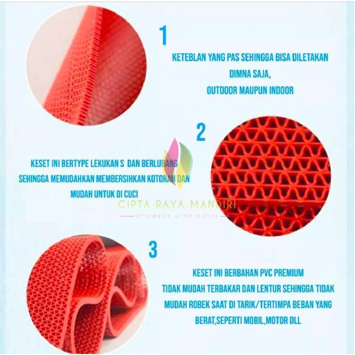 Keset Anti Slip Pvc S Type Tebal 6Mm Meteran / Keset Kamar Mandi Keset Wudhu Keset Masjid Hollow Mat