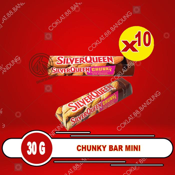 

SILVERQUEEN CHUNKY BAR 10 PCS X 26 GRAM ex 30gr, Cokelat SILVERQUEEN CHUNKY BAR ISI 10 ALMOND MEDE