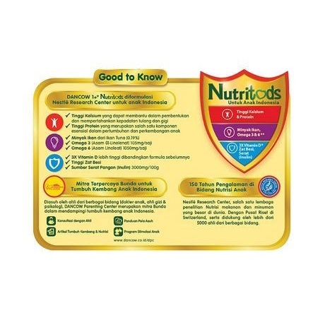 

(Good) Susu Formula Anak Nestle Dancow Nutritods 1 1+ 1-3 tahun Cokelat 800 g