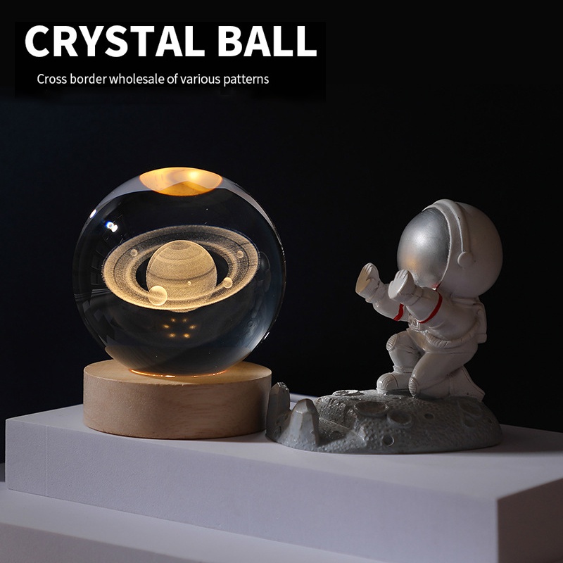 HEMAT Grosir 3D Crystal Ball Lamp with Galaxy and Planetary