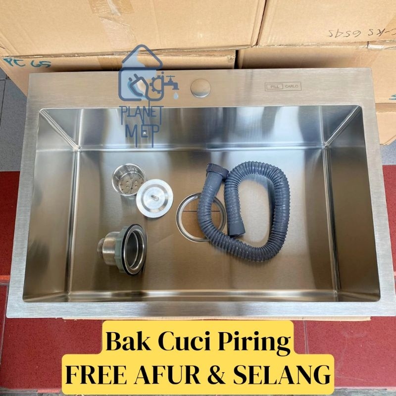 PILL CARLO Bak Cuci Piring (BCP) Kotak Stainless (FREE AFUR & SELANG)