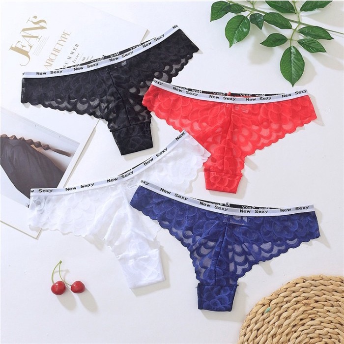 CELANA DALAM LACE G STRING MOTIF BUNGA THONG C217 - PUTIH