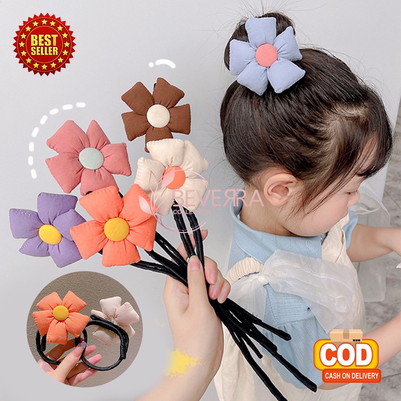 - Jepit Rambut Korea Ikat Sanggul Hair Bun Tie Kawat Anak Perempuan Motif Bunga Aksesoris Hiasan