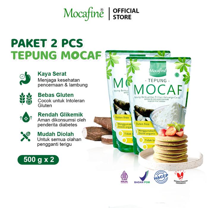 

MOCAFINE Paket Hemat Tepung Mocaf Gluten Free Tepung Singkong Organik 500gr (2Pcs)