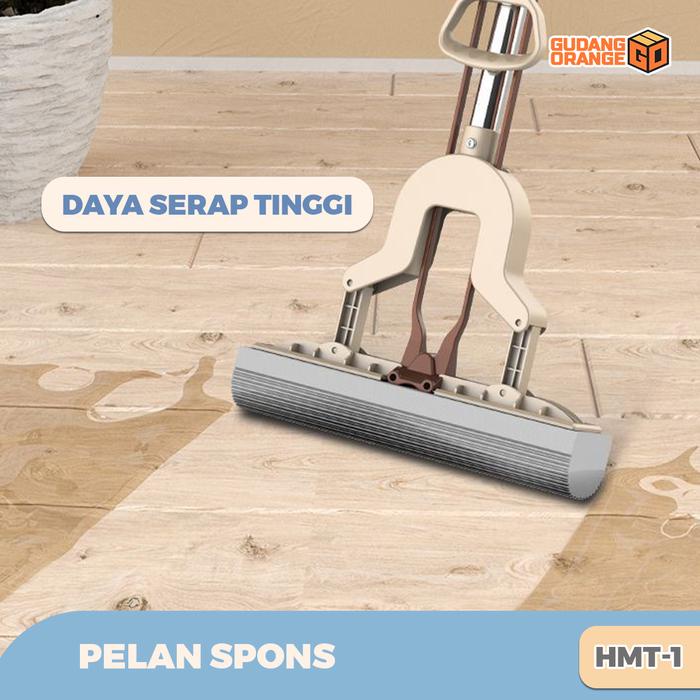 *Ready* Go - Alat Pel Spon Otomatis Pembersih Lantai Karet Alat Pel Pengering Lantai Spon Tebal