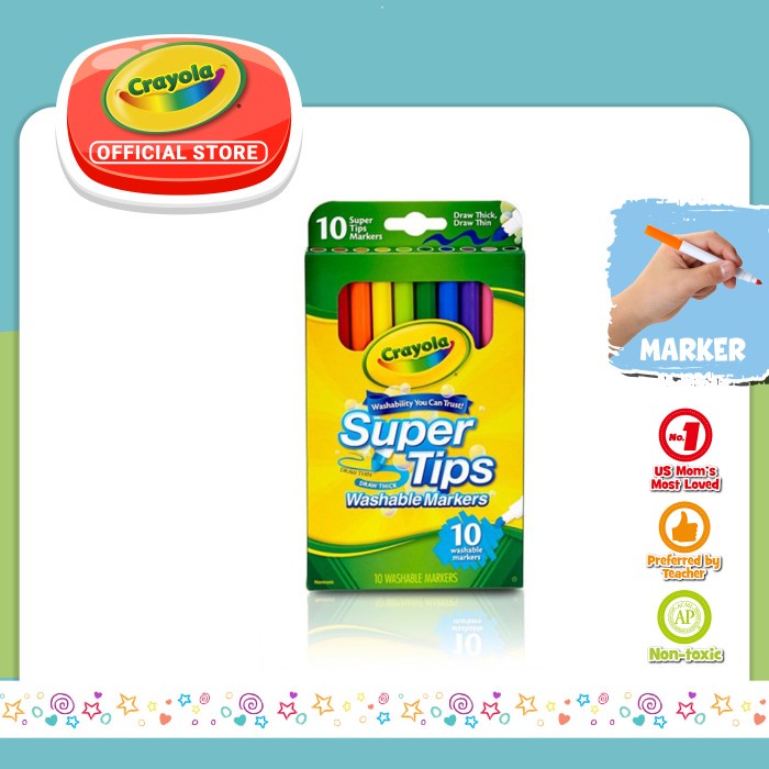 

SPIDOL WARNA CRAYOLA 10 CT. SUPER TIPS WASHABLE MARKERS