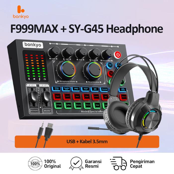 Bonkyo F999MAX Sound Card Bluetooth Live SoundCard F999MAX Soundcard Audio Live Mixer untuk Live