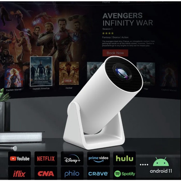 Project - Home Theater Proyektor HY300 Smart Projector Dual Band 10000 Lumens Wifi Bluetooth Ultra