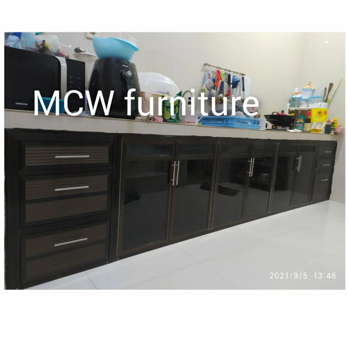 Terbaru Custom Pintu Lemari Dapur Bawah/Kitchen Set Aluminium + Acp.