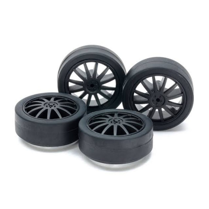 ..... Tamiya 15534 Low Friction Low-Profile Tires [ 26Mm ] & Carbon Wheels [ Fin ]