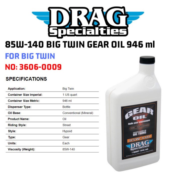 Oli gear harley 85w - 140 . Drag specialties 3606 - 0009