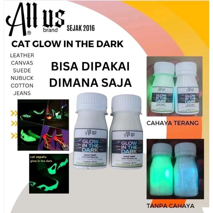 MMT- Cat Glow In The Dark Menyala Dalam Gelap Cat Sepatu Kain Canvas Kulit Leather Paint