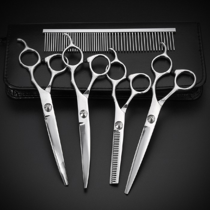 Jual [READY] 7" Professional Silver Pet Grooming Scissors Shears Kit Dog Hair