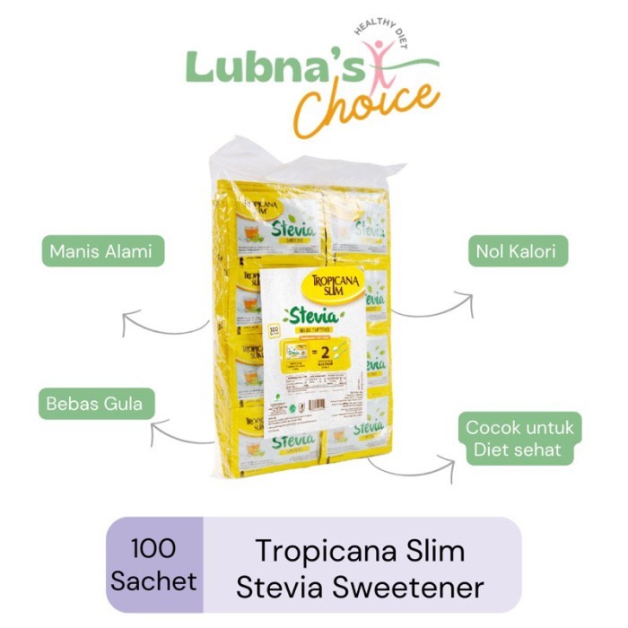 

(Best) Tropicana Slim Sweetener Stevia 100 sachet - Pemanis Alami Nol Kalori
