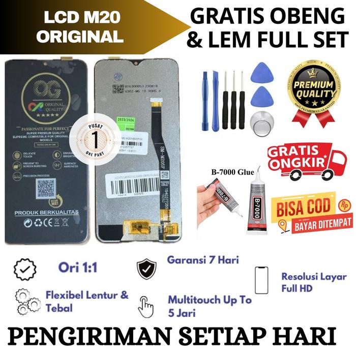 PREMIUM Lcd touchscreen KOMPATIBEL FOR M20 full set / Lcd SAM M20 Original OG SUPER Gratis Obeng Dan