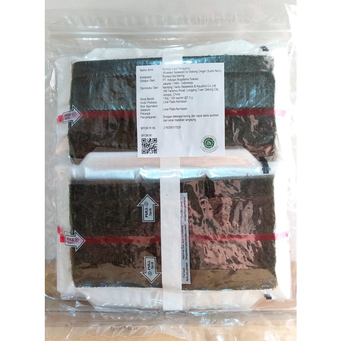 

Triangle Onigiri Sushi Nori 100 Sheet Halal Mui / Wrapper 100 Lembar