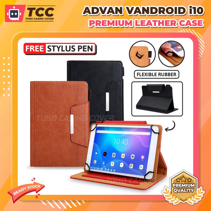Jt Top Advan Vandroid I10 Tab 10 Inch Flip Cover Leather Case Magnetic Sarung