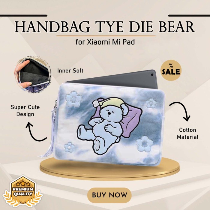 Jt Top Tas Tablet Xiaomi Pad 5 Mipad Handbag Tye Die Bear
