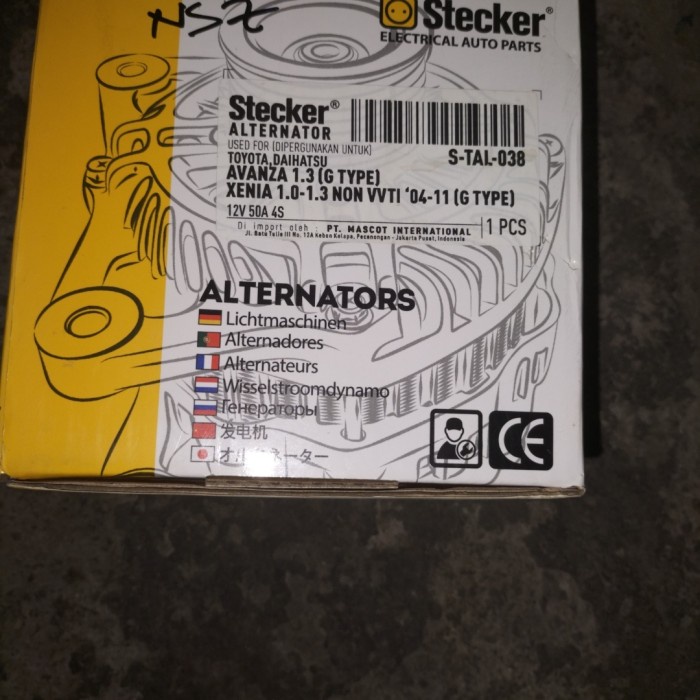 Dinamo Amper Alternator Avanza Xenia 1.3Cc 2004-2005 Non Vvti Stecker