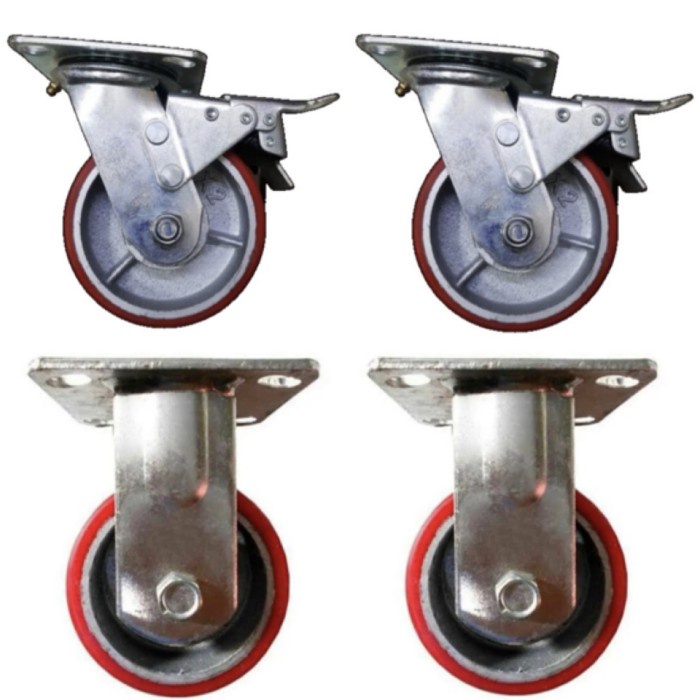 

Roda Caster Trolly Pu Merah 5 Inch Taiwan Heavy Duty Set Mati & Rem