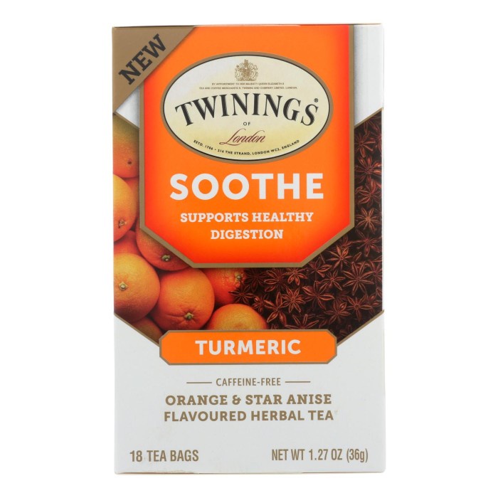 

Twinings Soothe Herbal Tea Turmeric Orange & Star Anise 18 X 2 Gram