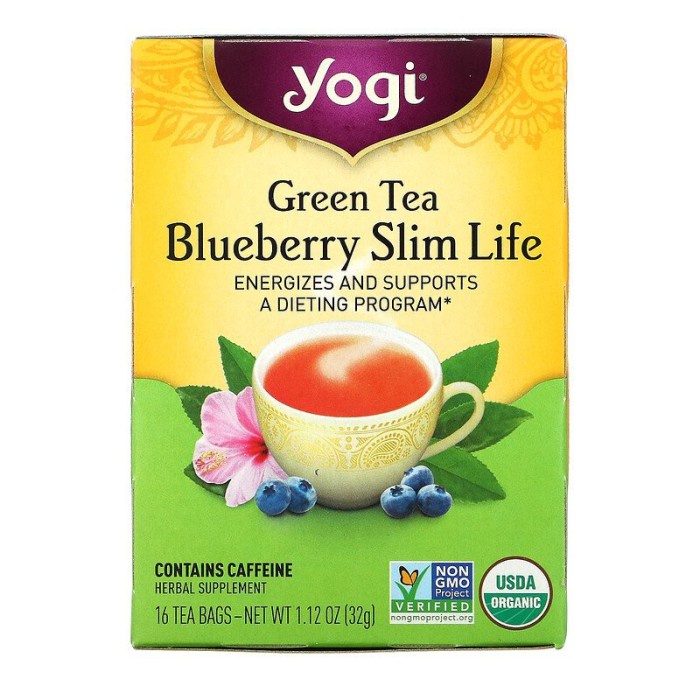 

Yogi Tea Green Tea Bluberry Slim Life 16 X 2 Gram