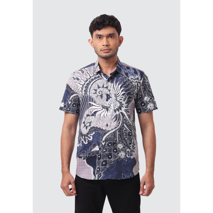 Product Laris Moc Kemeja Batik Lengan Pendek Pria Modern Fit Dramond - Beige