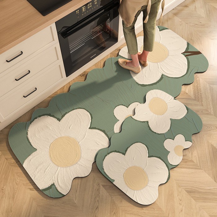 KESET DAPUR MOTIF BUNGA SET KITCHEN MAT PANJANG ANTI SLIP PENYERAP AIR