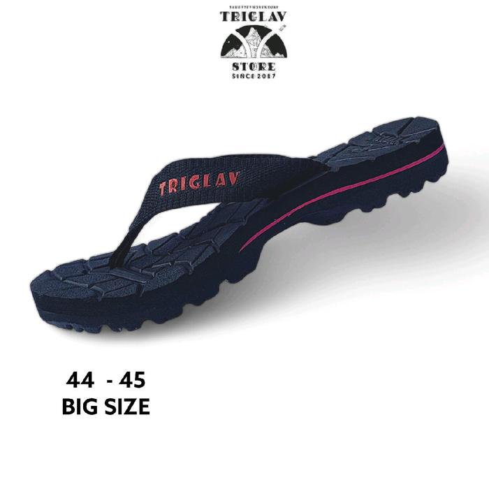 Sandal Gunung Jepit Big Size Casual Pro Hitam Merah Sendal Pria Triglav Karet ,44-45